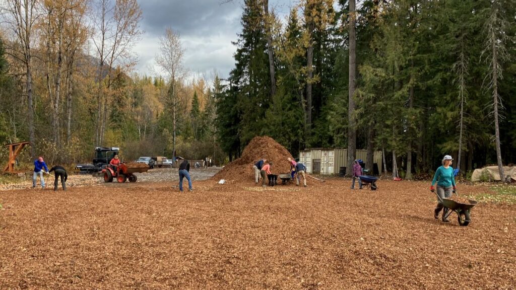 work party wood chips