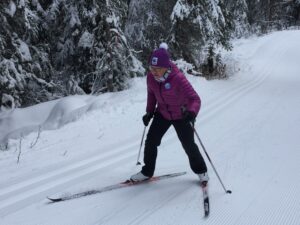 Micheline on skate skis